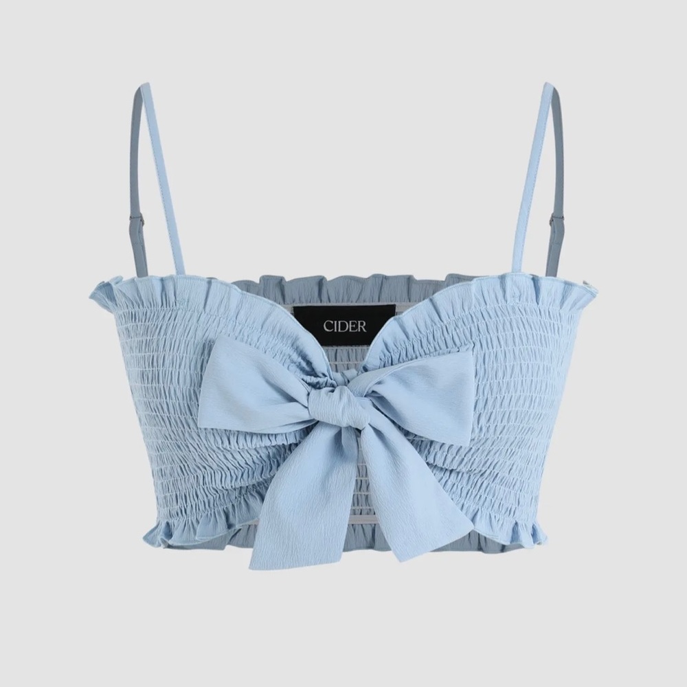 CIDER Solid Bowknot Tank top